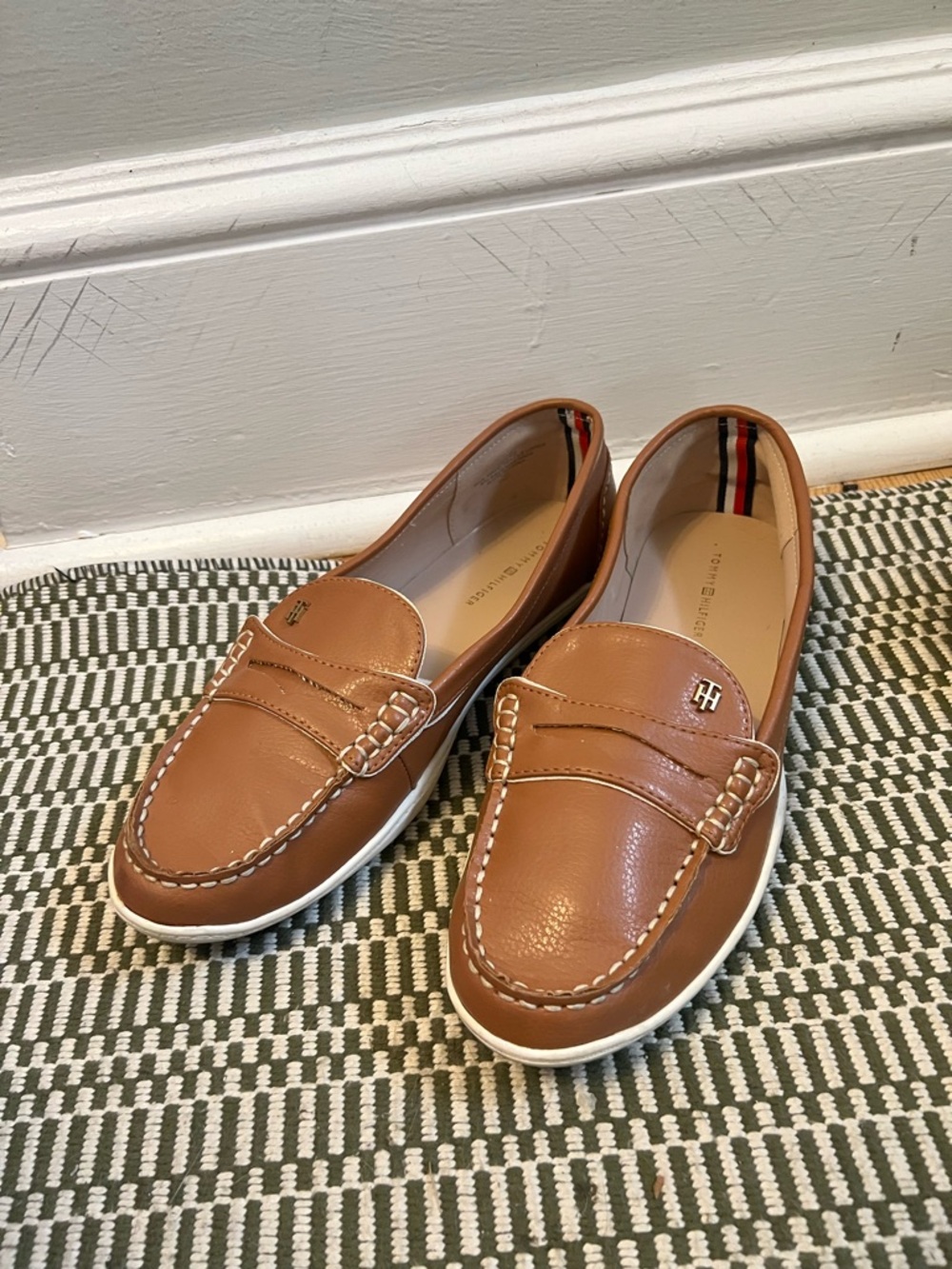 Tommy Hilfiger Women's Tan Leather Penny Loafers